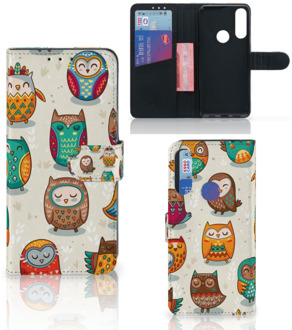 B2Ctelecom Bookcover Case Alcatel 1S 2020 Telefoonhoesje Vrolijke Uilen