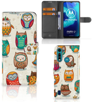 B2Ctelecom Bookcover Case Motorola G8 Power Lite Telefoonhoesje Vrolijke Uilen