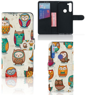 B2Ctelecom Bookcover Case Motorola G8 Power Telefoonhoesje Vrolijke Uilen