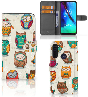 B2Ctelecom Bookcover Case Motorola Moto G Pro Telefoonhoesje Vrolijke Uilen