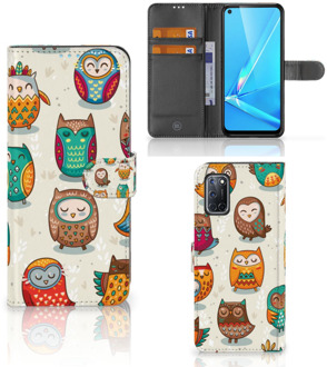 B2Ctelecom Bookcover Case OPPO A72 | OPPO A52 Telefoonhoesje Vrolijke Uilen