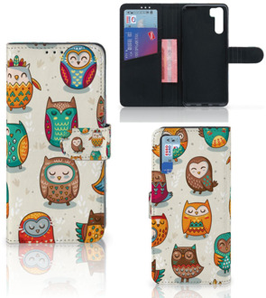 B2Ctelecom Bookcover Case OPPO A91 | Reno3 Telefoonhoesje Vrolijke Uilen