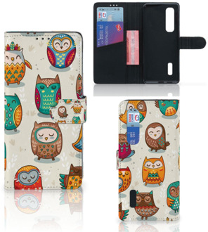 B2Ctelecom Bookcover Case OPPO Find X2 Pro Telefoonhoesje Vrolijke Uilen