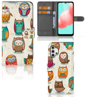 B2Ctelecom Bookcover Case Samsung Galaxy A32 5G Telefoonhoesje Vrolijke Uilen