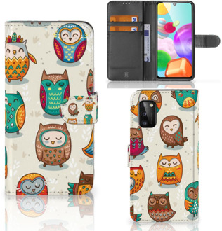 B2Ctelecom Bookcover Case Samsung Galaxy A41 Telefoonhoesje Vrolijke Uilen