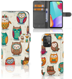 B2Ctelecom Bookcover Case Samsung Galaxy A52 Telefoonhoesje Vrolijke Uilen