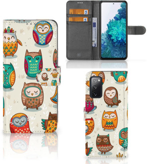 B2Ctelecom Bookcover Case Samsung Galaxy S20FE Telefoonhoesje Vrolijke Uilen