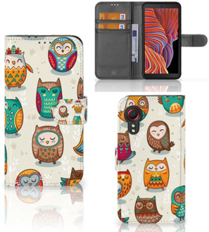 B2Ctelecom Bookcover Case Samsung Galaxy Xcover 5 Telefoonhoesje Vrolijke Uilen