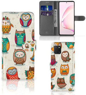 B2Ctelecom Bookcover Case Samsung Note 10 Lite Telefoonhoesje Vrolijke Uilen