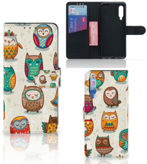 B2Ctelecom Bookcover Case Xiaomi Mi 9 Telefoonhoesje Vrolijke Uilen