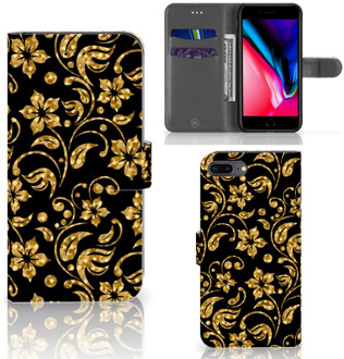 B2Ctelecom Bookcover Hoesje iPhone 7+ | 8+ Gouden Bloemen