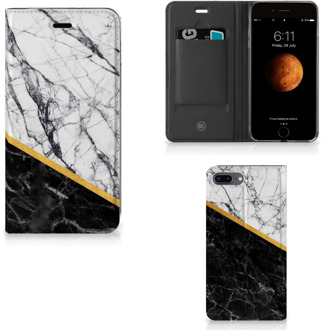 B2Ctelecom Bookcover Hoesje iPhone 8 Plus | 7 Plus Marble White Black