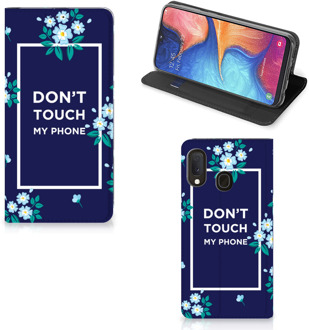 B2Ctelecom Bookcover Hoesje Samsung Galaxy A20e Design Case Flowers Blue DTMP