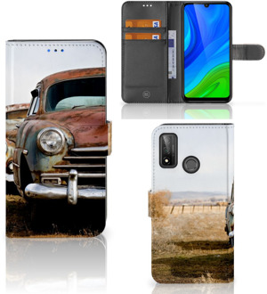 B2Ctelecom Bookcover Huawei P Smart 2020 Telefoonhoesje Vintage Auto