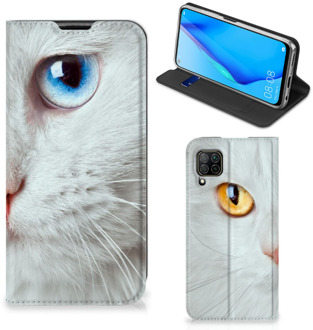 B2Ctelecom Bookcover Huawei P40 Lite Smart Case Witte Kat