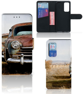 B2Ctelecom Bookcover Huawei P40 Telefoonhoesje Vintage Auto