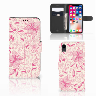 B2Ctelecom Bookcover iPhone XR Pink Flowers