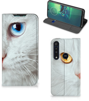 B2Ctelecom Bookcover Motorola G8 Plus Smart Case Witte Kat