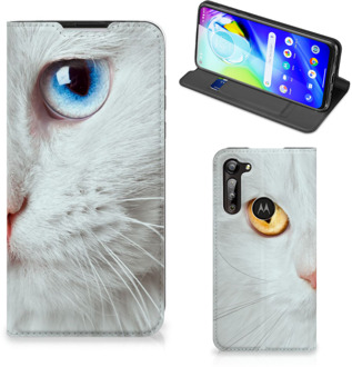 B2Ctelecom Bookcover Motorola Moto G8 Power Smart Case Witte Kat