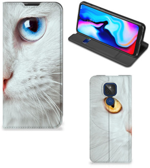 B2Ctelecom Bookcover Motorola Moto G9 Play Smart Case Witte Kat