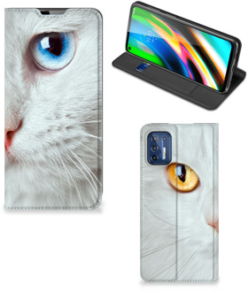 B2Ctelecom Bookcover Motorola Moto G9 Plus Smart Case Witte Kat