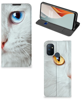 B2Ctelecom Bookcover OnePlus Nord N100 Smart Case Witte Kat