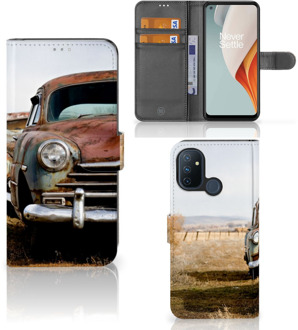 B2Ctelecom Bookcover OnePlus Nord N100 Telefoonhoesje Vintage Auto