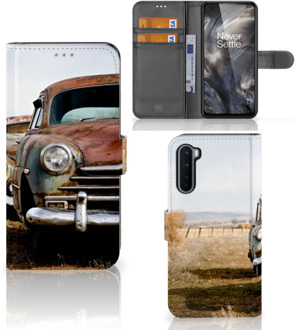 B2Ctelecom Bookcover OnePlus Nord Telefoonhoesje Vintage Auto