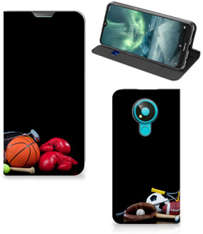 B2Ctelecom Bookcover Ontwerpen Nokia 3.4 Smart Cover Voetbal, Tennis, Boxing…