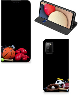 B2Ctelecom Bookcover Ontwerpen Samsung Galaxy M02s | A02s Smart Cover Voetbal, Tennis, Boxing…