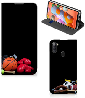 B2Ctelecom Bookcover Ontwerpen Samsung Galaxy M11 | A11 Smart Cover Voetbal, Tennis, Boxing…