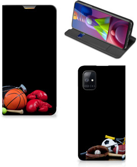 B2Ctelecom Bookcover Ontwerpen Samsung Galaxy M51 Smart Cover Voetbal, Tennis, Boxing…