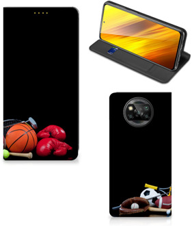 B2Ctelecom Bookcover Ontwerpen Xiaomi Poco X3 Smart Cover Voetbal, Tennis, Boxing…