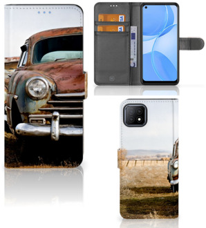 B2Ctelecom Bookcover OPPO A73 5G Telefoonhoesje Vintage Auto