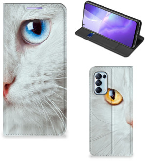 B2Ctelecom Bookcover OPPO Find X3 Lite Smart Case Witte Kat