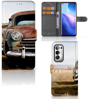 B2Ctelecom Bookcover OPPO Find X3 Neo 5G Telefoonhoesje Vintage Auto