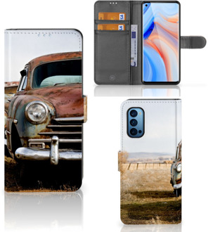 B2Ctelecom Bookcover OPPO Reno 4 Pro 5G Telefoonhoesje Vintage Auto