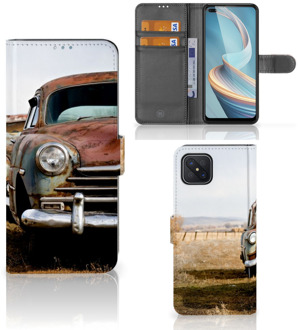 B2Ctelecom Bookcover OPPO Reno4 Z Telefoonhoesje Vintage Auto