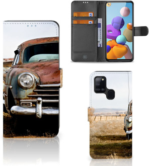 B2Ctelecom Bookcover Samsung Galaxy A21s Telefoonhoesje Vintage Auto