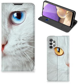 B2Ctelecom Bookcover Samsung Galaxy A32 5G Smart Case Witte Kat