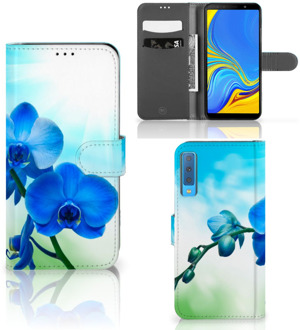 B2Ctelecom Bookcover Samsung Galaxy A7 (2018) Design Orchidee Blauw