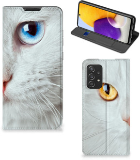 B2Ctelecom Bookcover Samsung Galaxy A72 (5G/4G) Smart Case Witte Kat