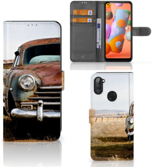 B2Ctelecom Bookcover Samsung Galaxy M11 | A11 Telefoonhoesje Vintage Auto