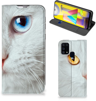 B2Ctelecom Bookcover Samsung Galaxy M31 Smart Case Witte Kat