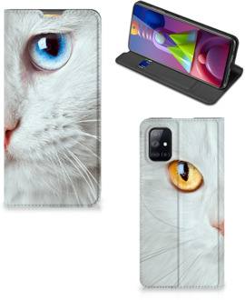 B2Ctelecom Bookcover Samsung Galaxy M51 Smart Case Witte Kat