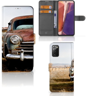 B2Ctelecom Bookcover Samsung Galaxy Note 20 Telefoonhoesje Vintage Auto