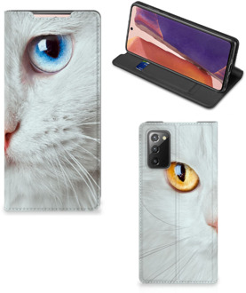 B2Ctelecom Bookcover Samsung Galaxy Note20 Smart Case Witte Kat