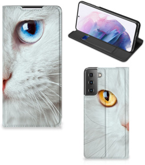 B2Ctelecom Bookcover Samsung Galaxy S21 Plus Smart Case Witte Kat