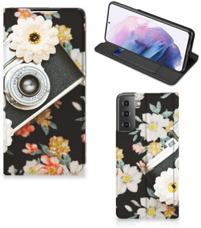 B2Ctelecom Bookcover Samsung Galaxy S21 Plus Smart Cover Vintage Camera