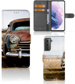 B2Ctelecom Bookcover Samsung Galaxy S21 Plus Telefoonhoesje Vintage Auto